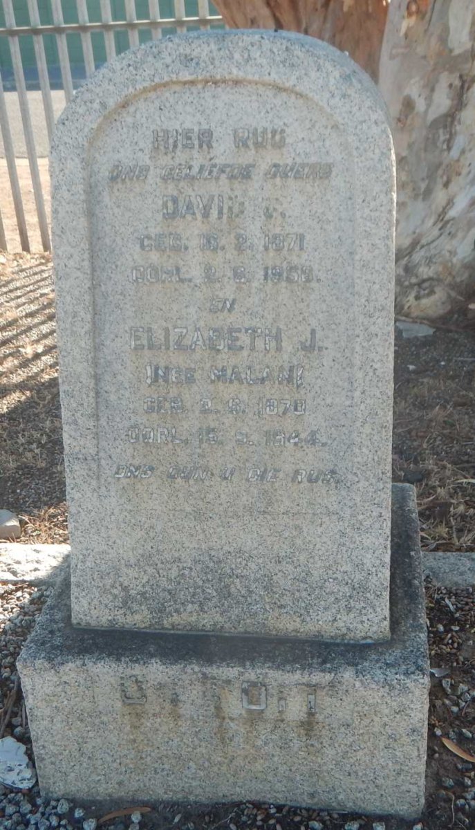 TOIT David, du 1871-1958 &amp; Elizabeth J. MALAN 1870-1944