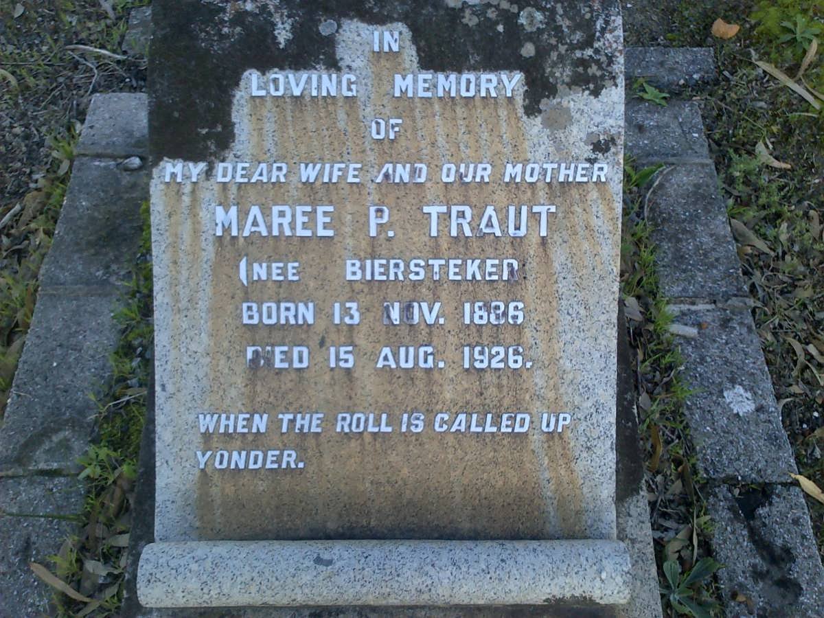 TRAUT Maree P. nee BIERSTEKER 1886-1926