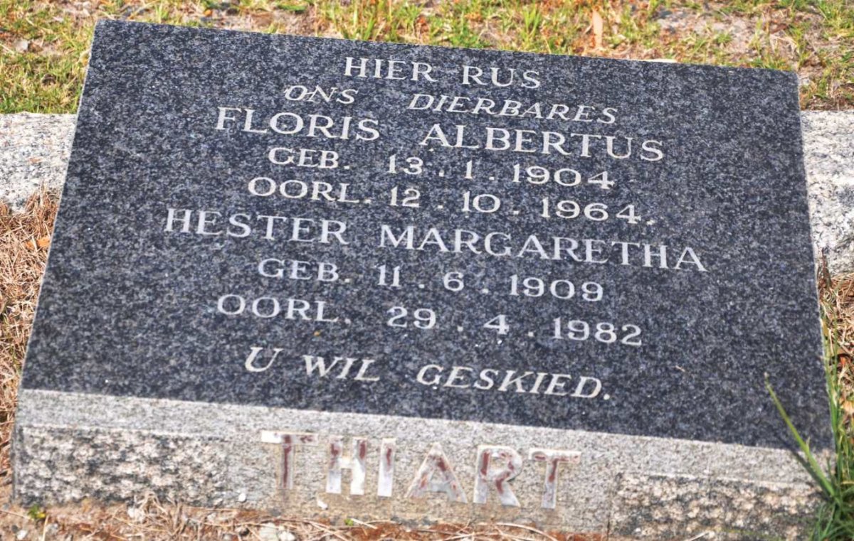 THIART Floris Albertus 1904-1964 &amp; Hester Margaretha 1909-1982