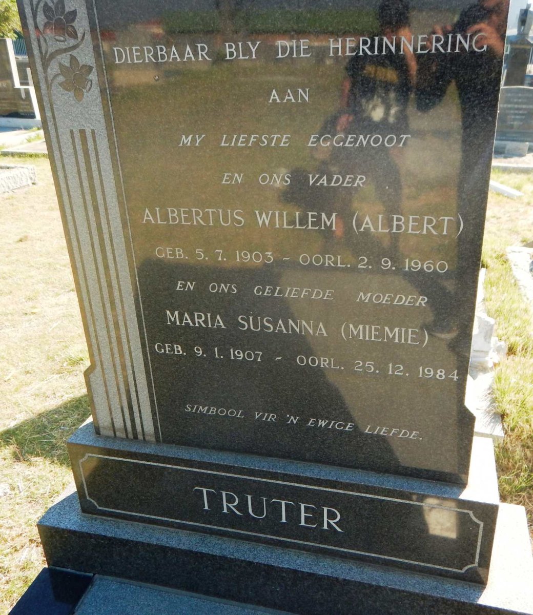 TRUTER Albertus Willem 1903-1960 &amp; Maria Susanna 1907-1984