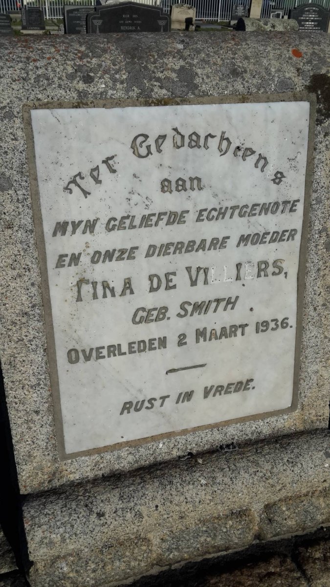 VILLIERS Tina, de nee SMITH -1936