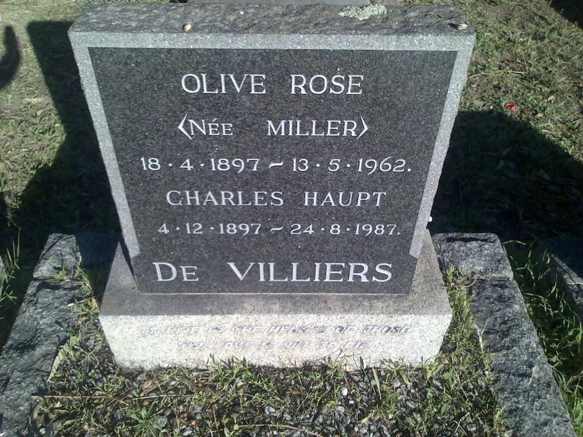 VILLIERS Charles Haupt, de 1897-1987 &amp; Olive Rose MILLER 1897-1962