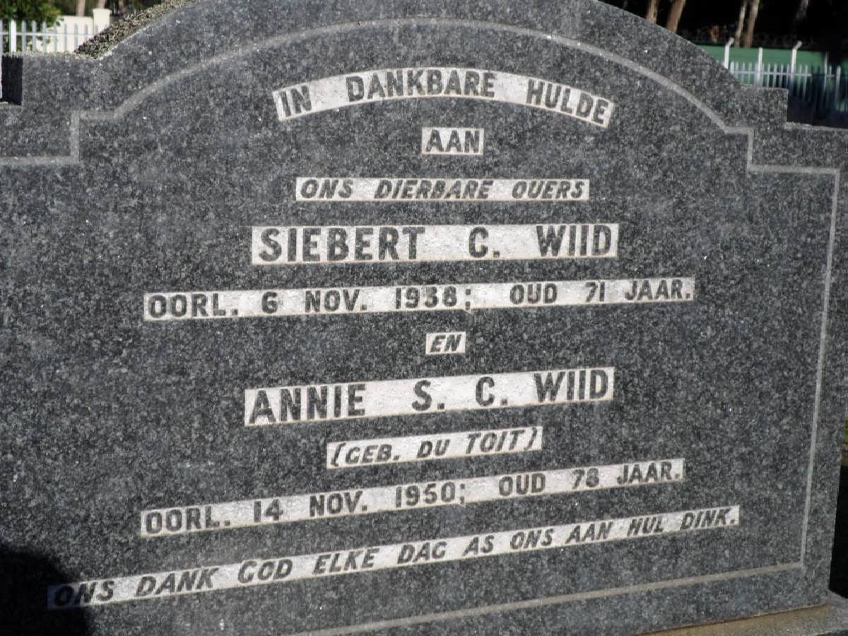 WIID Siebert C. -1938 &amp; Annie S.C. DU TOIT -1950