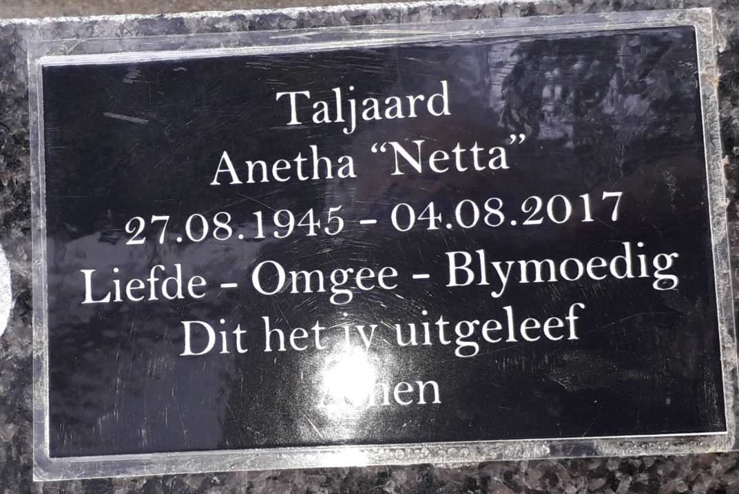 TALJAARD Anetha 1945-2017
