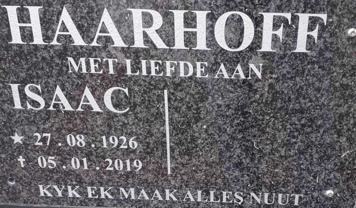 HAARHOFF Isaac 1926-2019