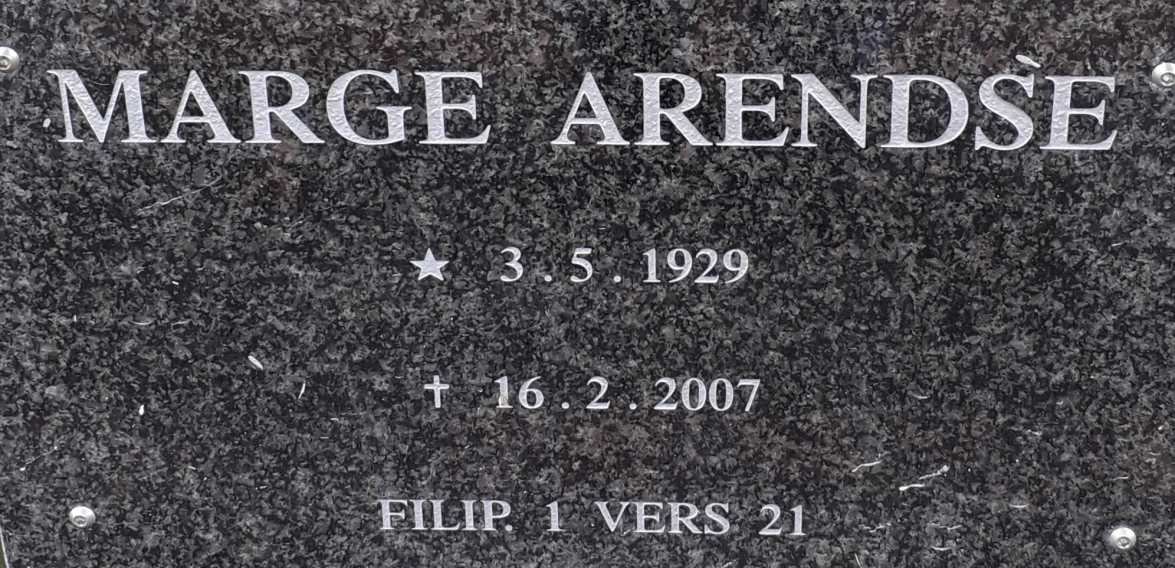 ARENDSE Marge 1929-2007