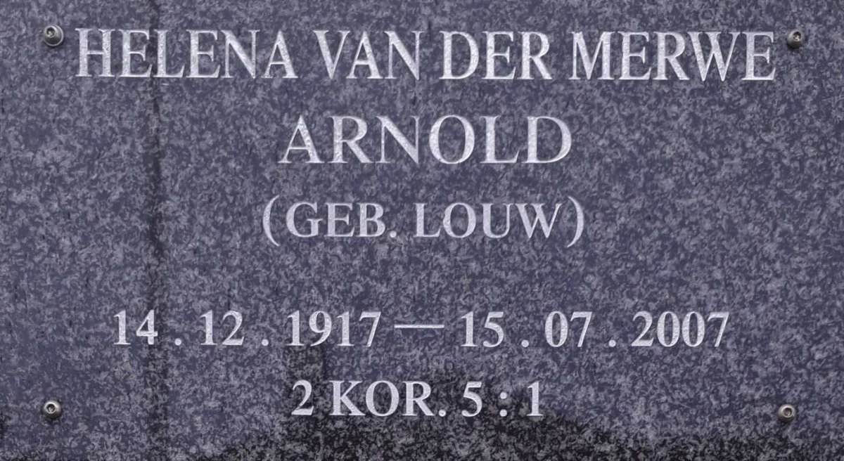 MERWE Helena, van der nee LOUW 1917-2007