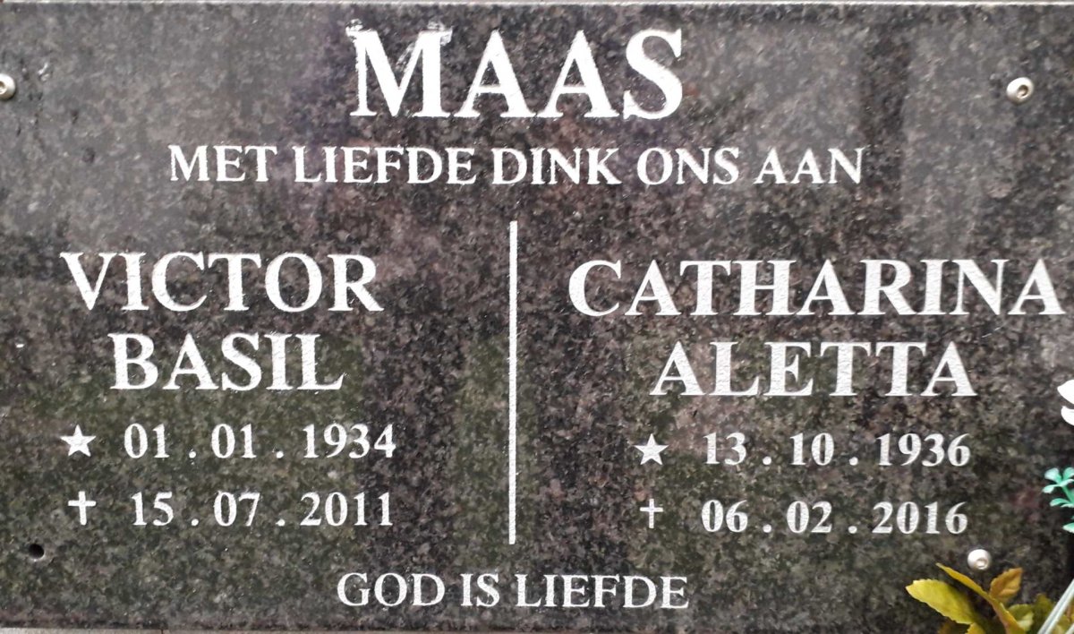 MAAS Victor Basil 1934-2011 &amp; Catharina Aletta 1936-2016