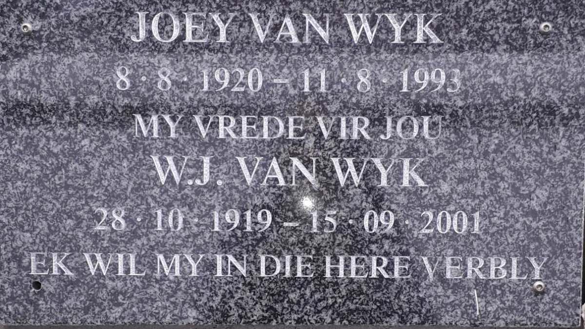 WYK W.J., van 1919-2001 &amp; Joey 1920-1993