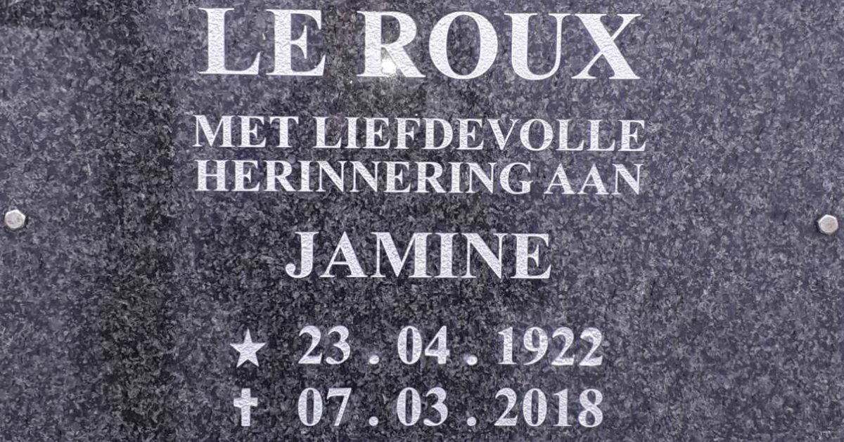 ROUX Jamine, le 1922-2018
