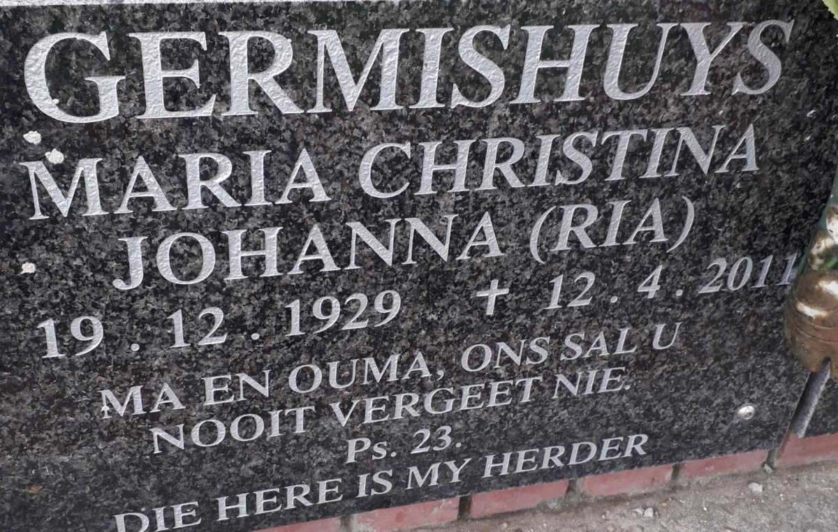 GERMISHUYS Maria Christina Johanna 1929-2011