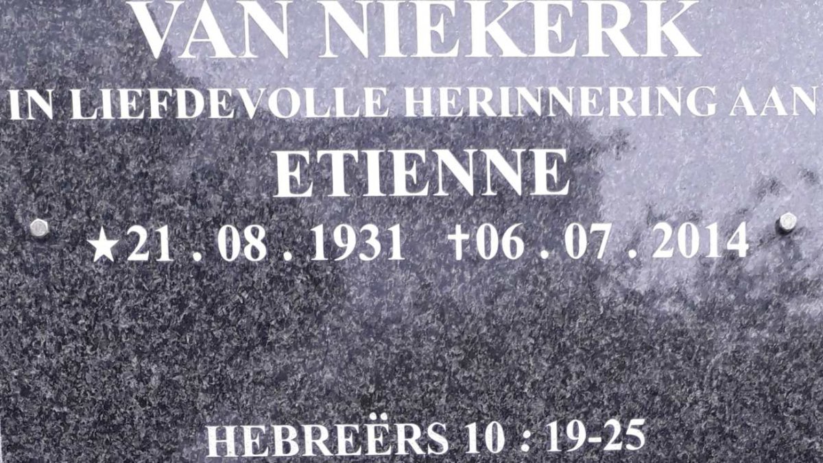 NIEKERK Etienne, van 1931-2014