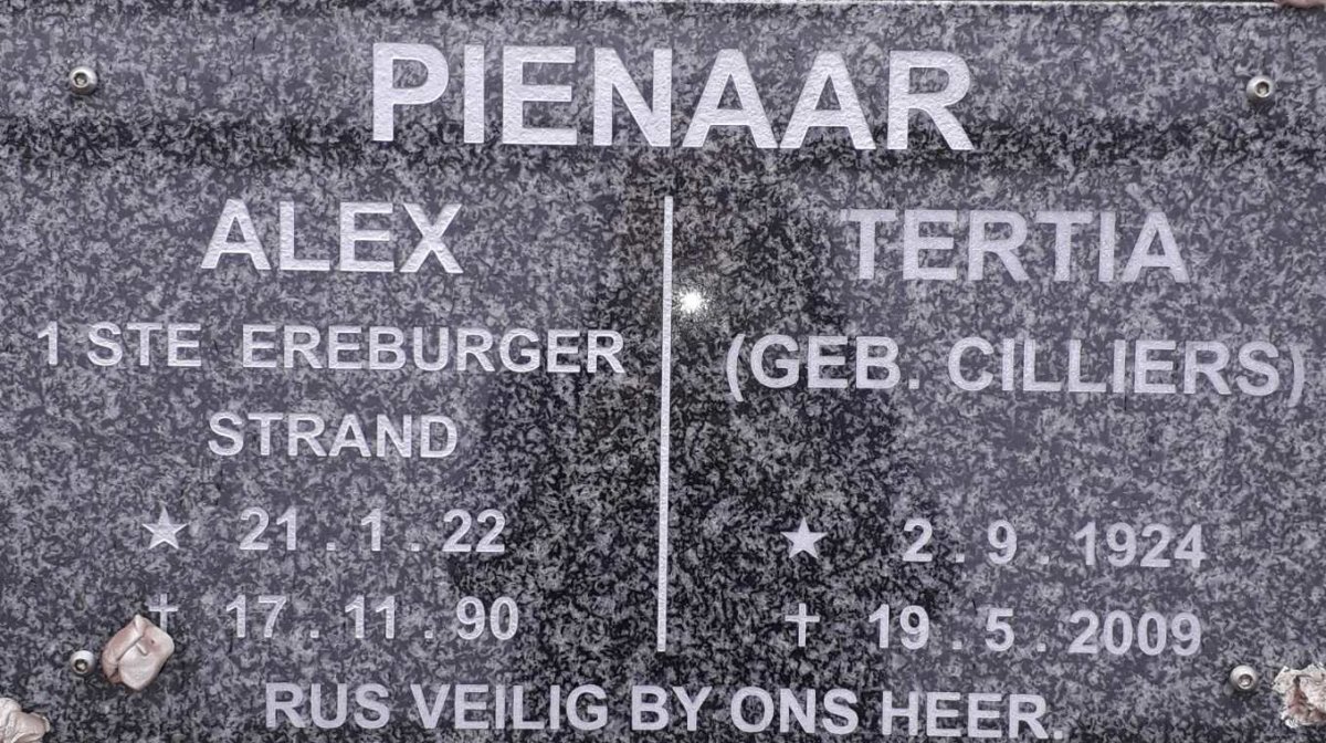PIENAAR Alex 1922-1990 &amp; Tertia CILLIERS 1924-2009
