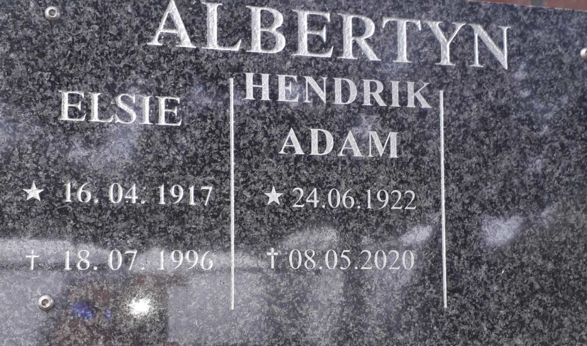 ALBERTYN Hendrik Adam 1922-2020 &amp; Elsie 1917-1996