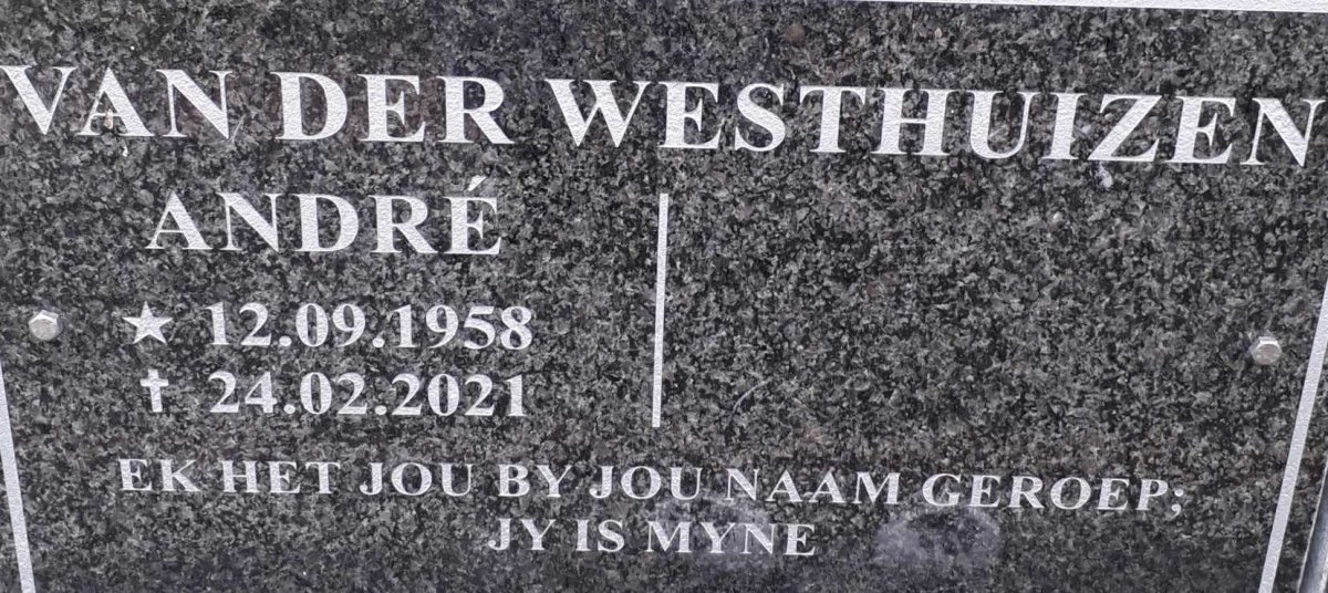 WESTHUIZEN Andre, van der 1958-2021