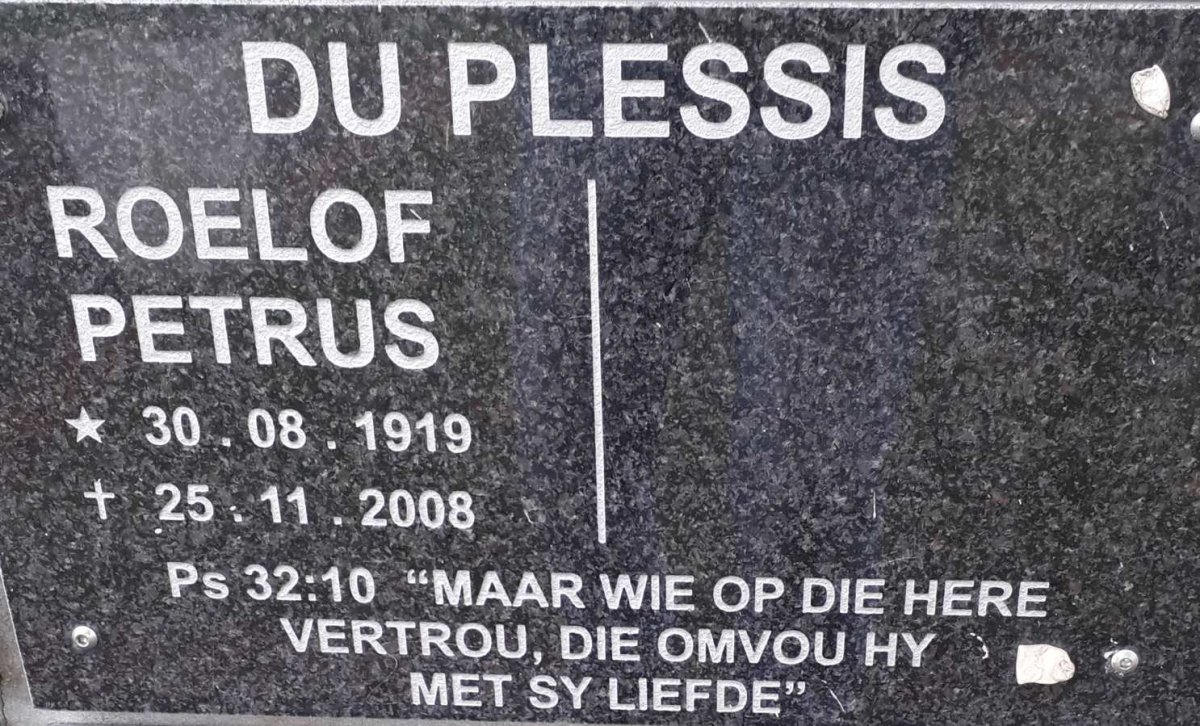 PLESSIS Roelof Petrus, du 1919-2008