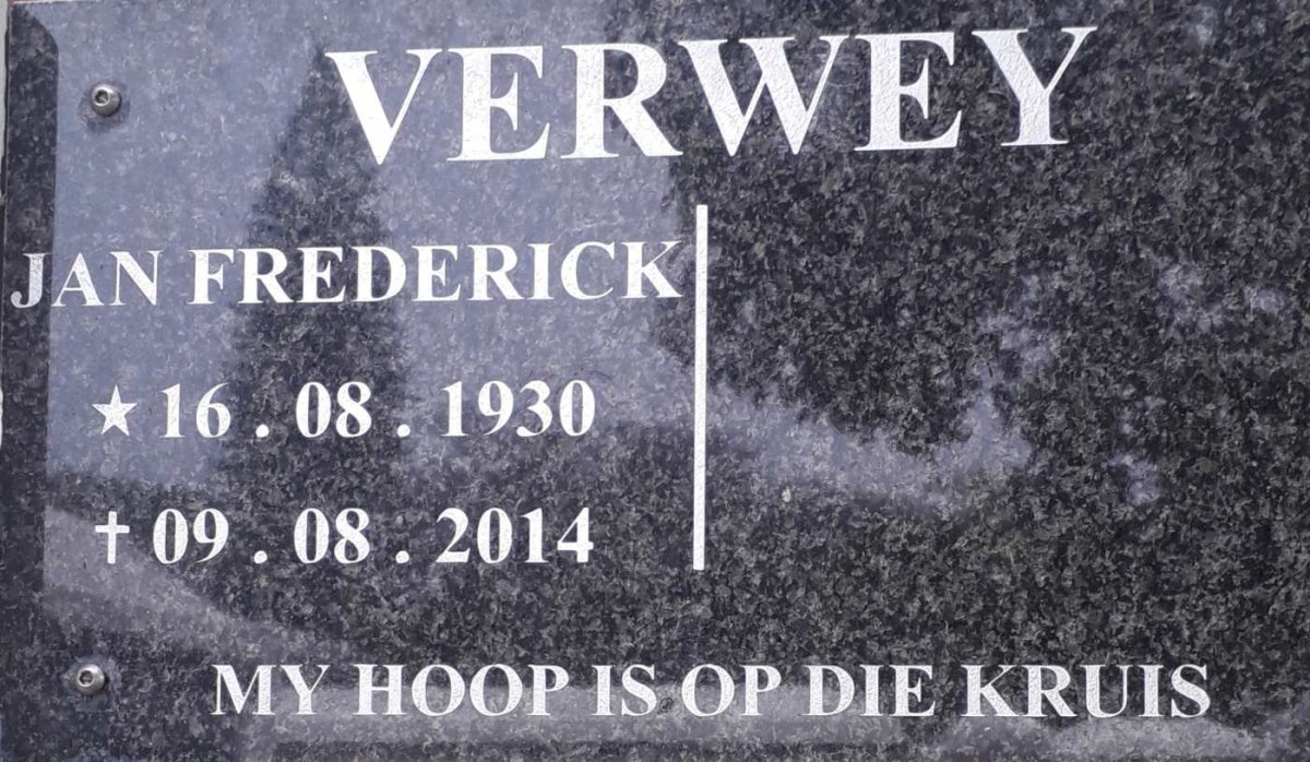VERWEY Jan Frederick 1930-2014