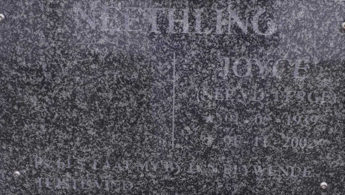 NEETHLING Joyce nee V.D. BERGE 1939-2002