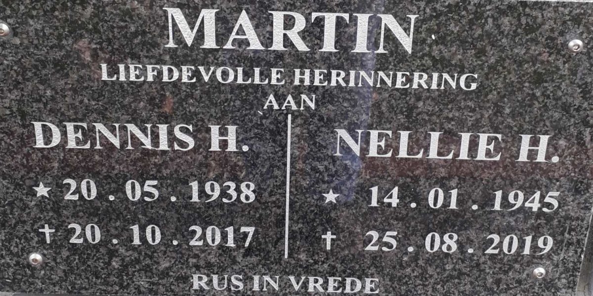 MARTIN Dennis H. 1938-2017 &amp; Nellie H. 1945-2019