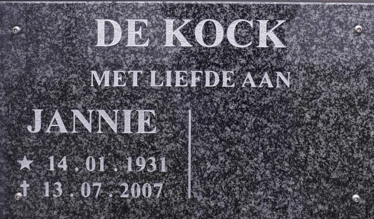 KOCK Jannie, de 1931-2007