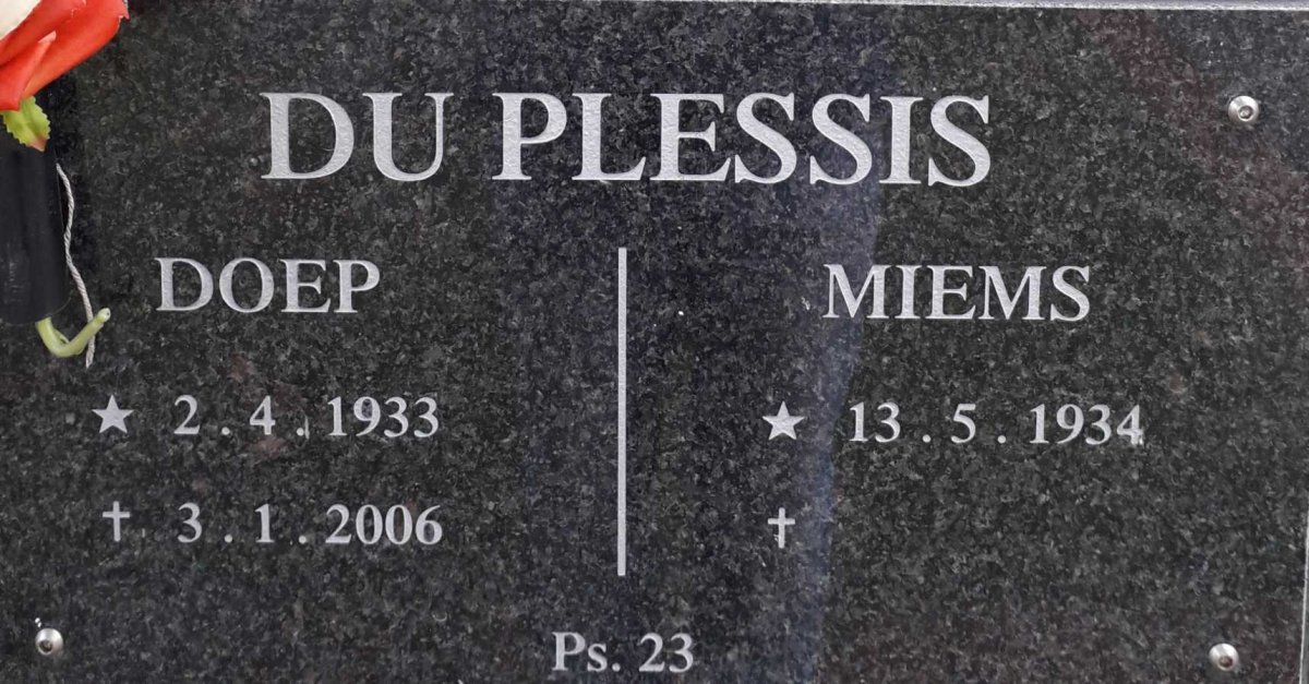 PLESSIS Doep, du 1933-2006 &amp; Miems 1934-