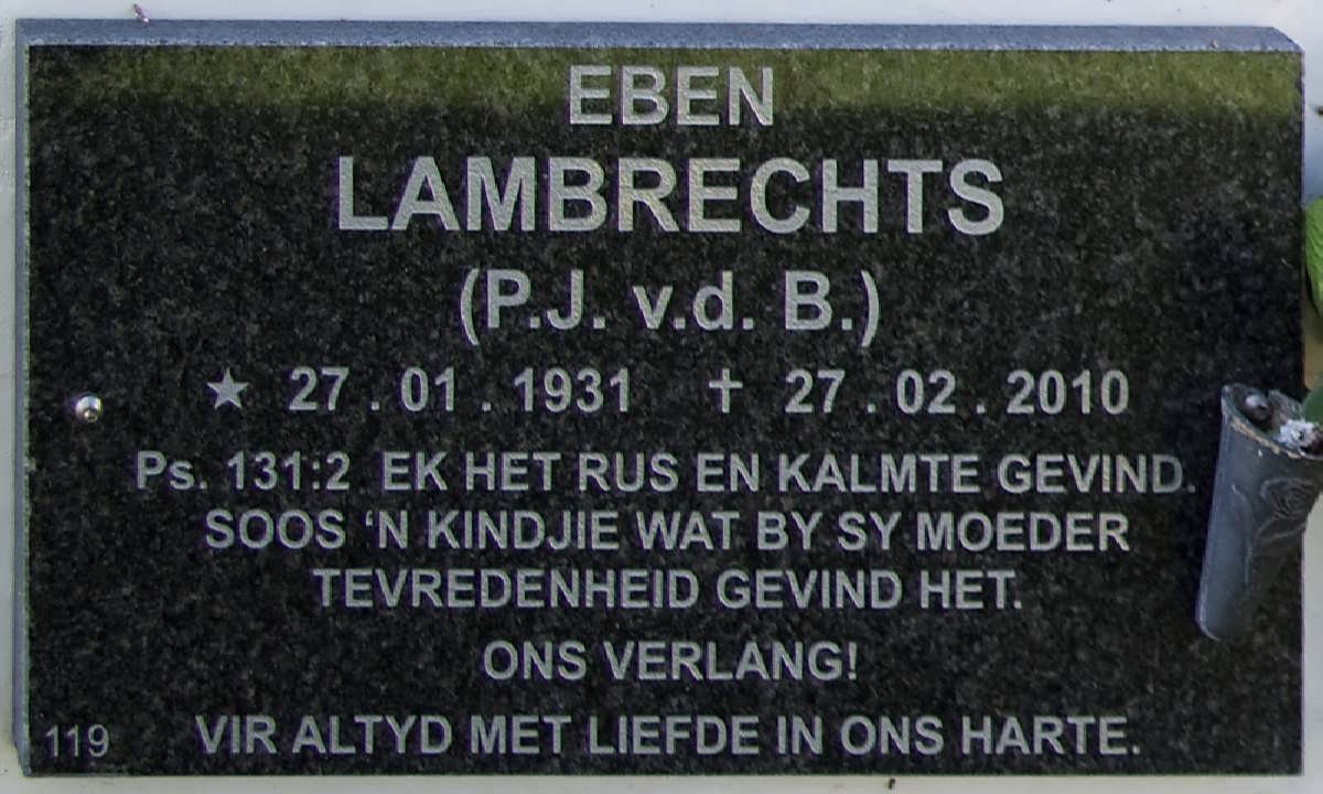 LAMBRECHTS P.J. vd B. 1931-2010
