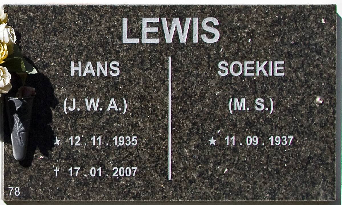 LEWIS J.W.A. 1935-2007 &amp; M.S. 1937-