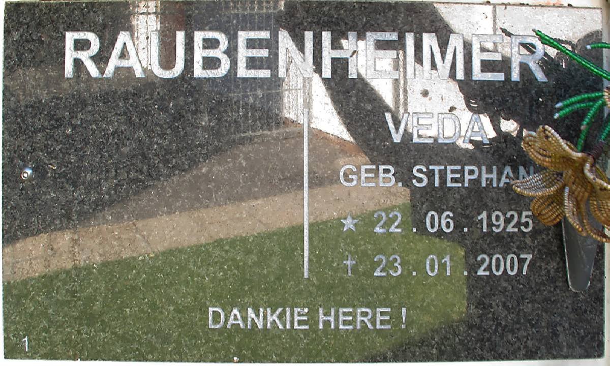 RAUBENHEIMER Veda nee STEPHAN 1925-2007