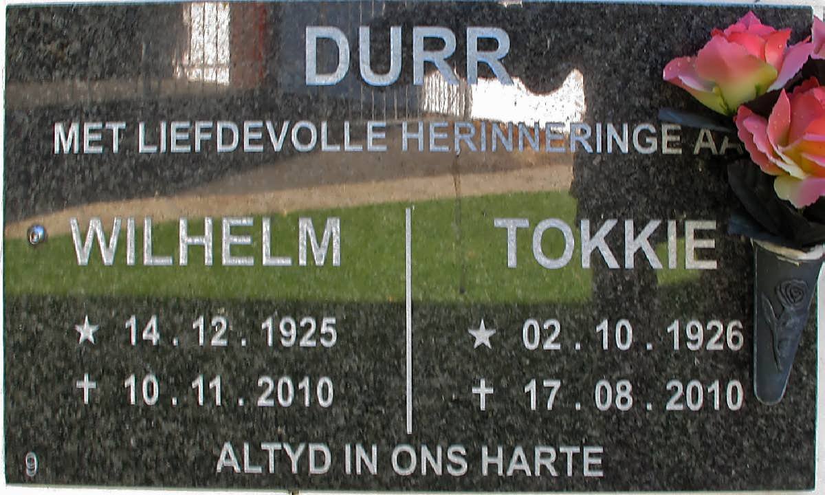 DURR Wilhelm 1925-2010 &amp; Tokkie 1926-2010