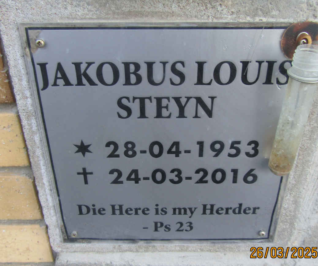 STEYN Jakobus Louis 1953-2016