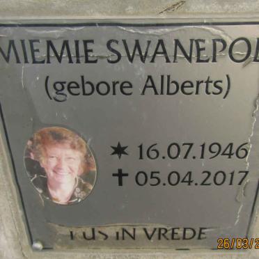 SWANEPOEL Miemie nee ALBERTS 1946-2017
