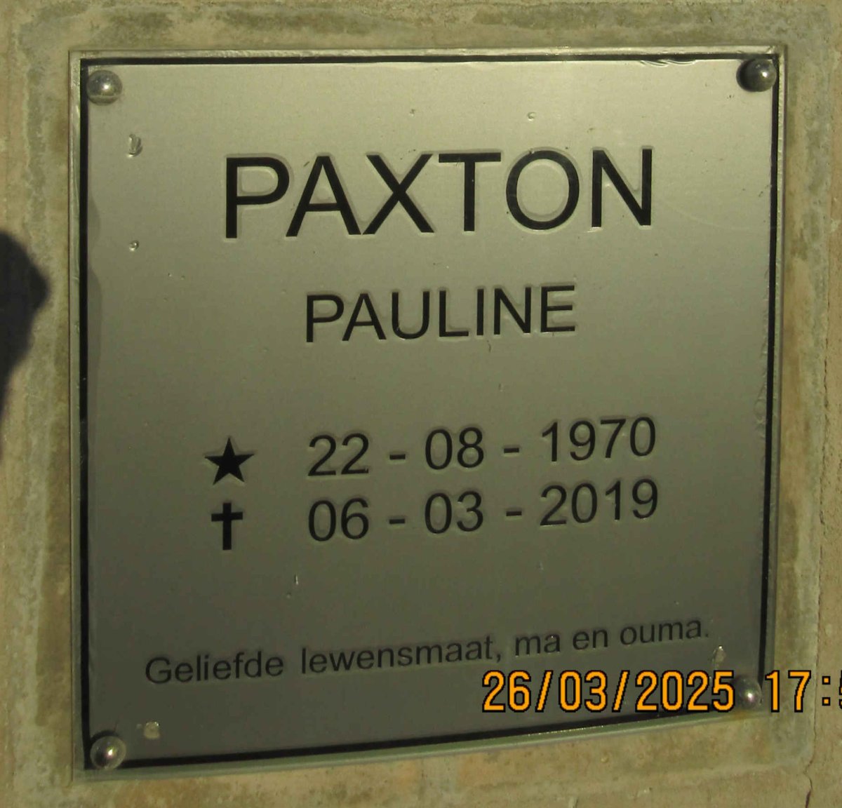 PAXTON Pauline 1970-2019
