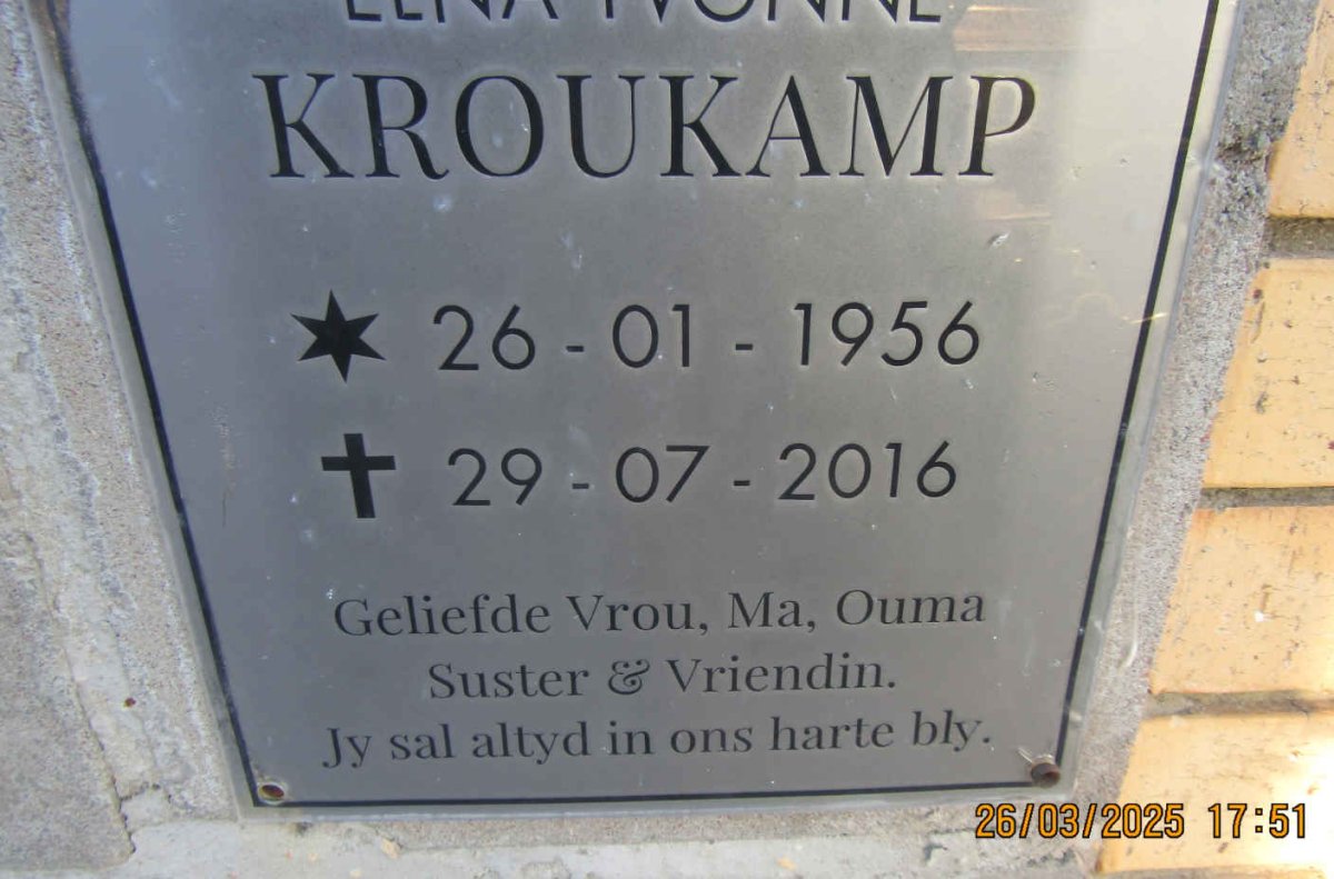 KROUKAMP Elna Yvonne 1956-2016