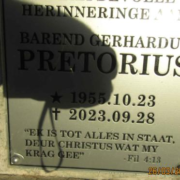 PRETORIUS Barend Gerhardus 1955-2023