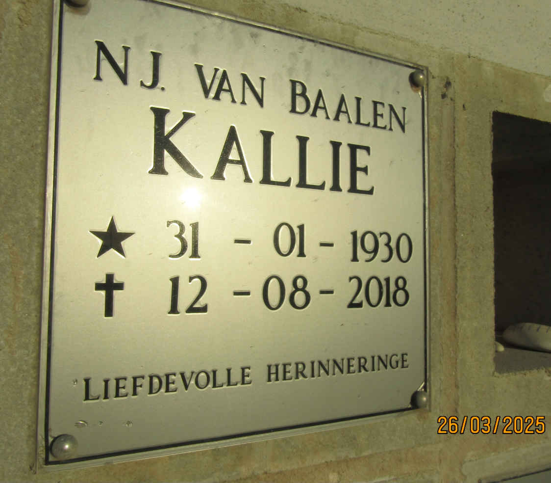BAALEN N.J., van 1939-2018