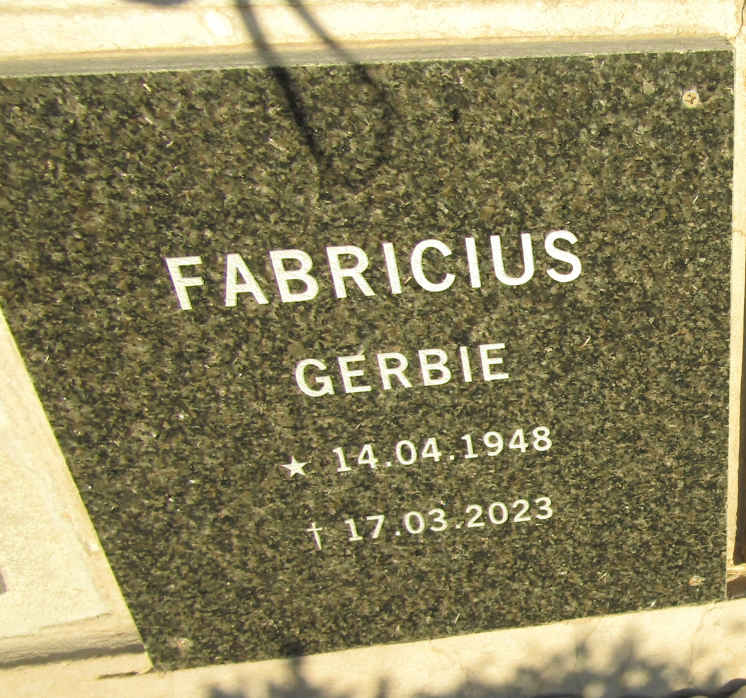 FABRICIUS Gerbie 1948-2023