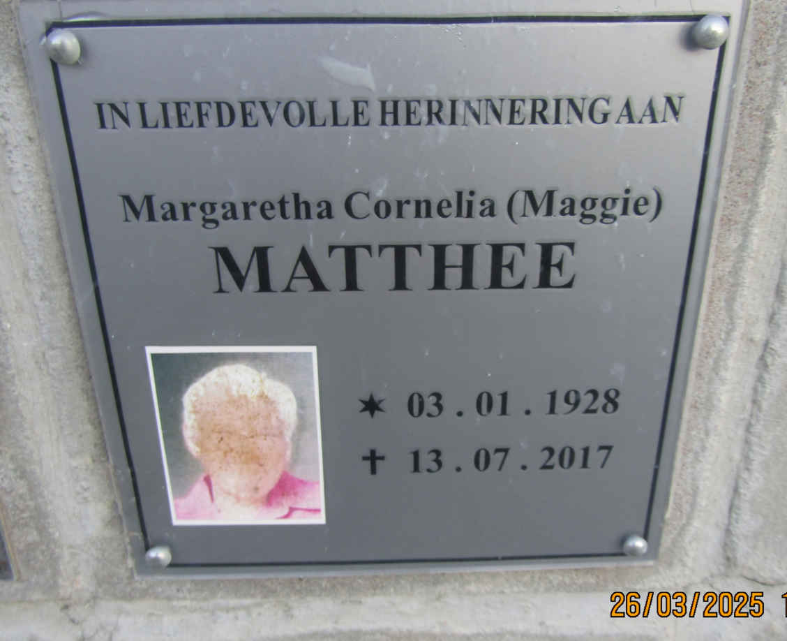 MATTHEE Margaretha Cornelia 1928-2017