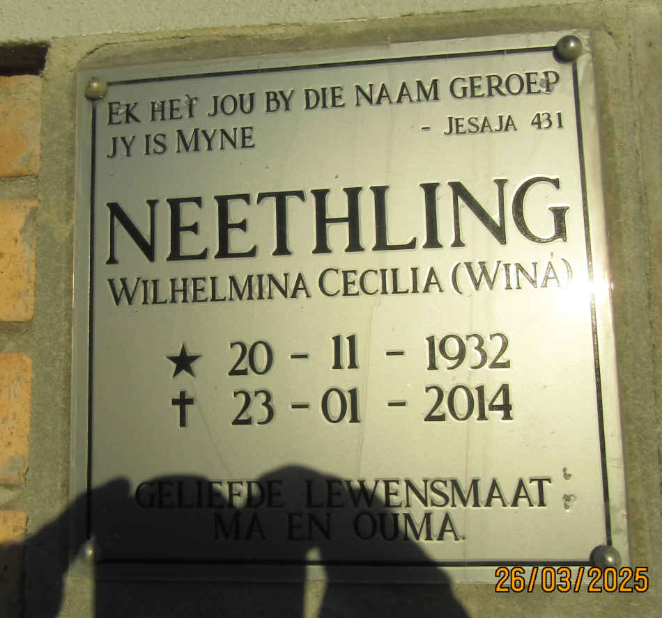 NEETHLING Wilhelmina Cecilia 1932-2014