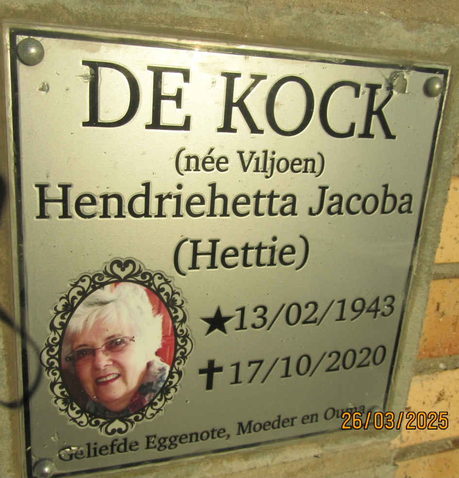KOCK Hendriehetta Jacoba, de 1943-2020