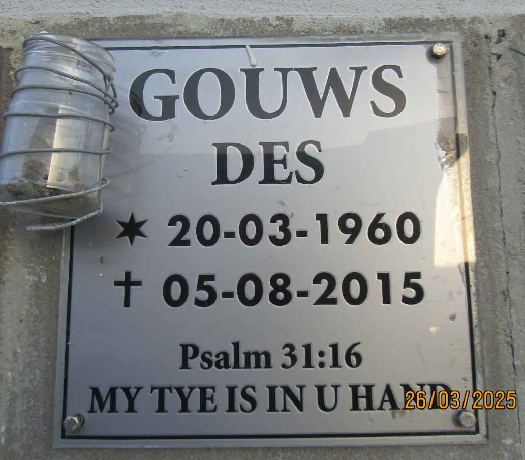 GOUWS Des 1960-2015