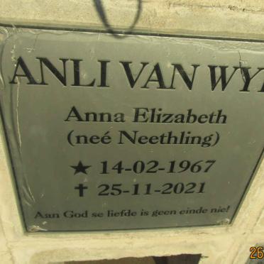 WYK Anna Elizabeth, van nee NEETHLING 1967-2021