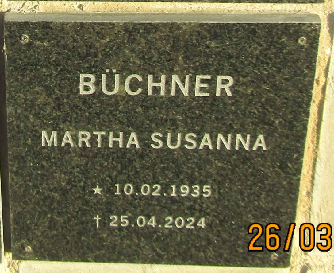 BUCHNER Martha Susanna 1935-2024