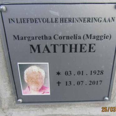 MATTHEE Margaretha Cornelia 1928-2017