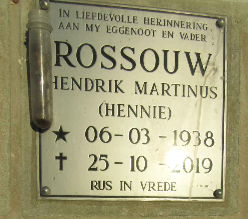 ROSSOUW Hendrik Martinus 1938-2019