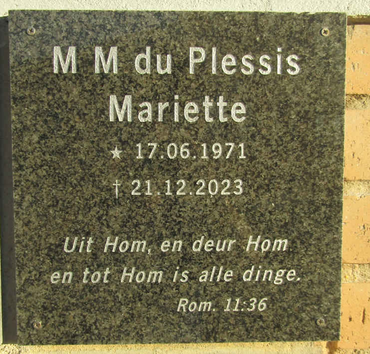 PLESSIS M.M., du 1971-2023