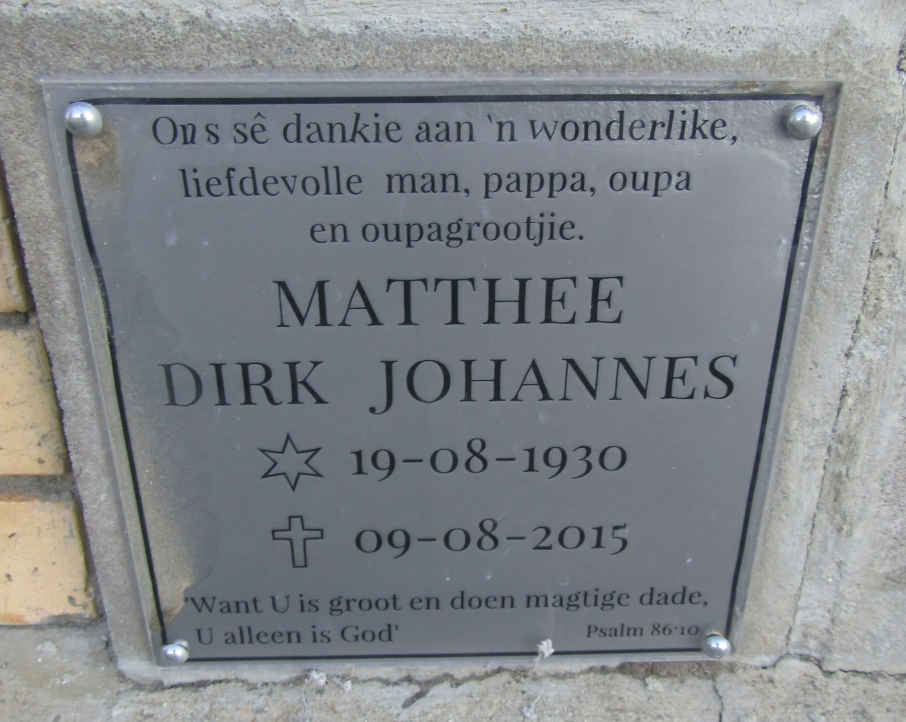 MATTHEE Dirk Johannes 1930-2015