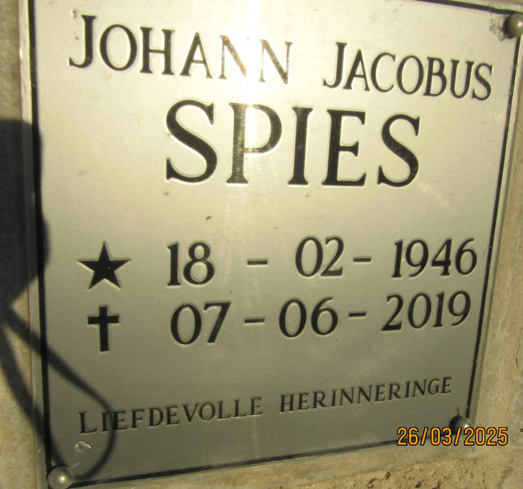SPIES Johann Jacobus 1946-2019