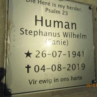 HUMAN Stephanus Wilhelm 1941-2019