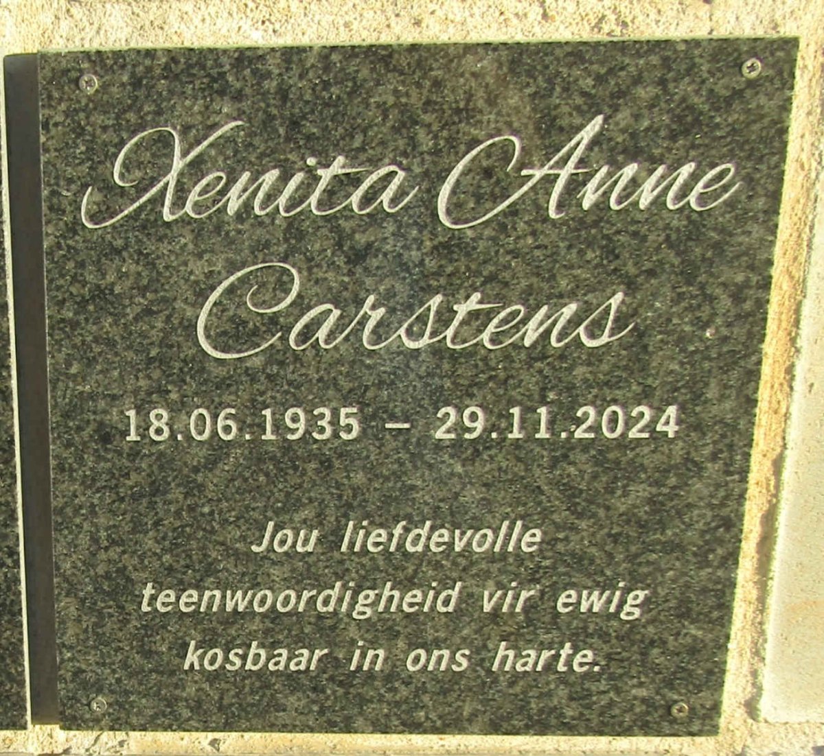 CARSTENS Xenita Anne 1935-2024