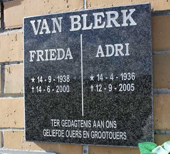 BLERK Adri, van 1936-2005 &amp; Frieda 1938-2000